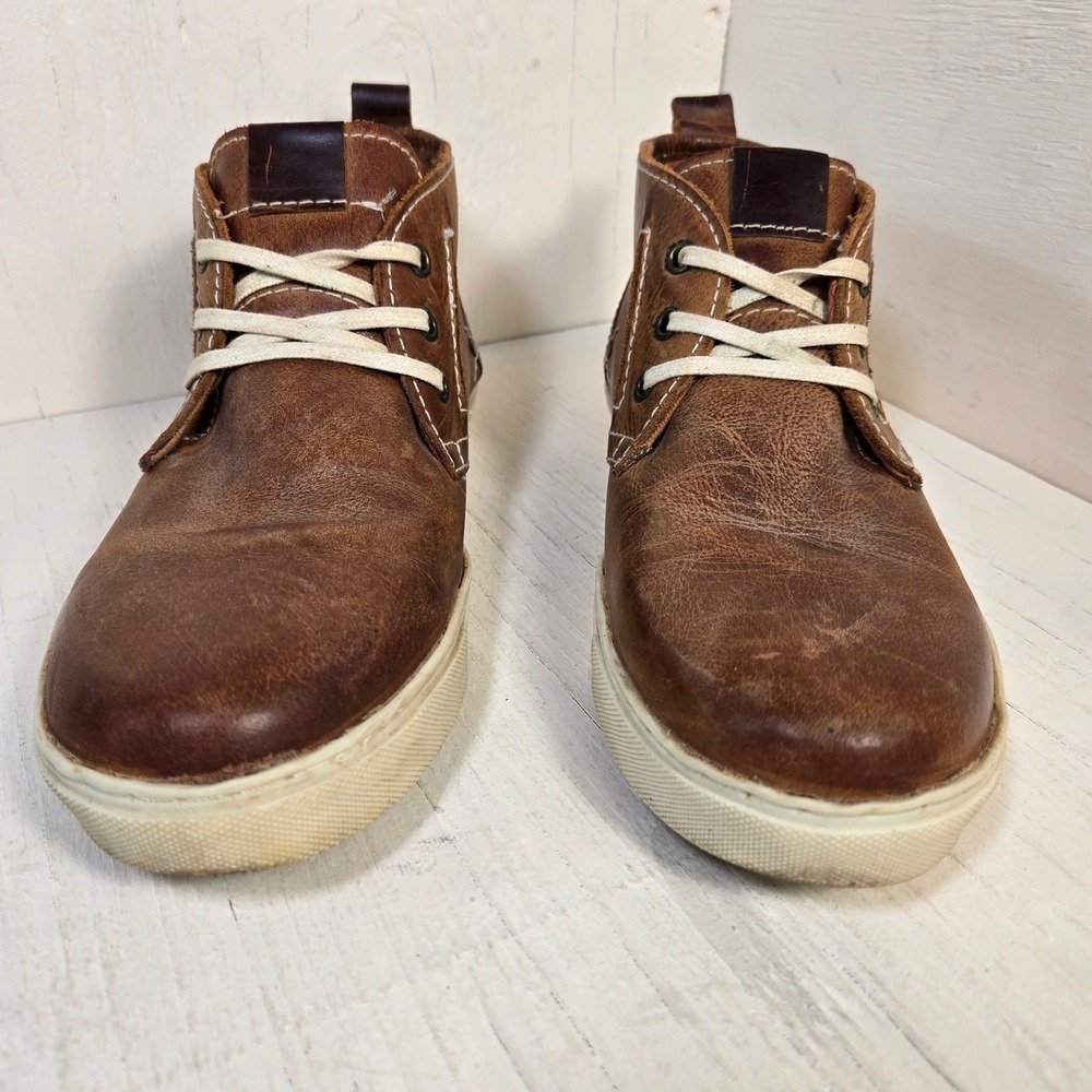 Steve Madden Men's Harken Brown Leather Chukka Boots Mid Top Sneakers Size 10